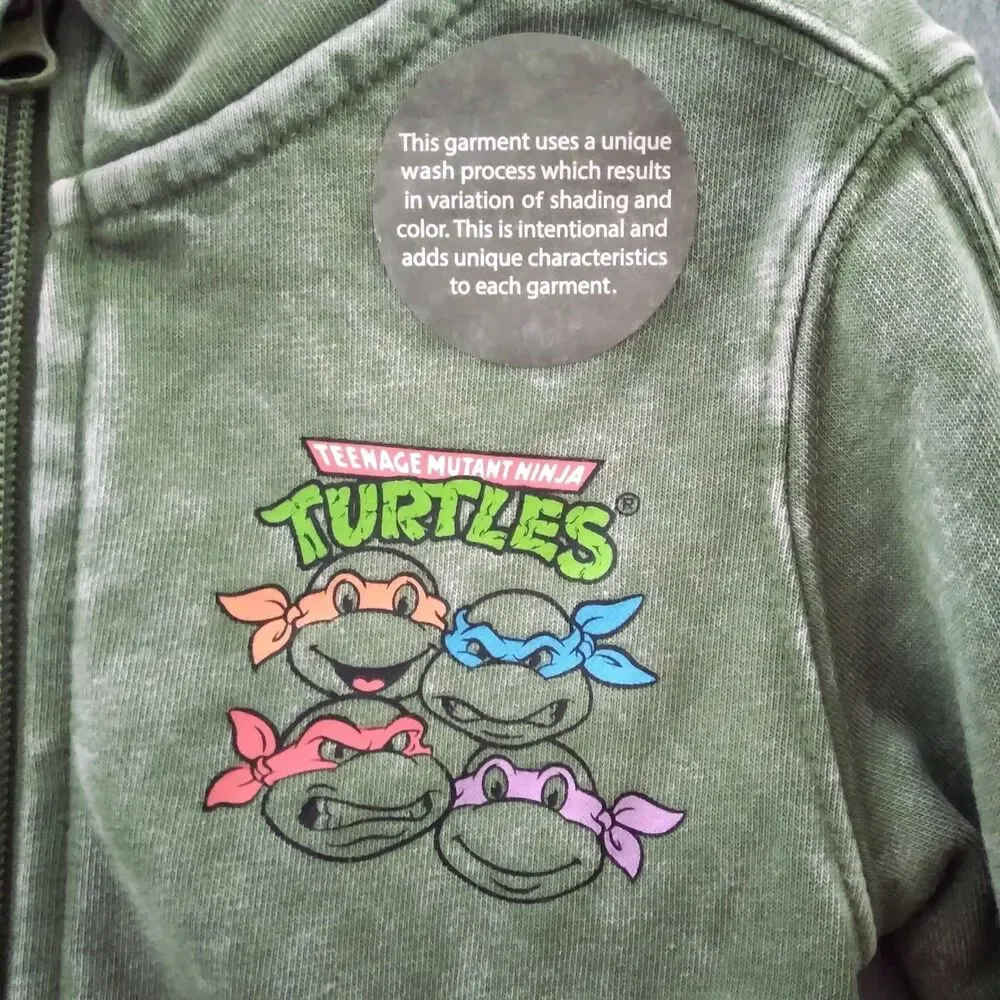 TMNT Jacket Teenage Mutant Ninja Turtle Size 2T Zip Up Sweatshirt Spring Hooded